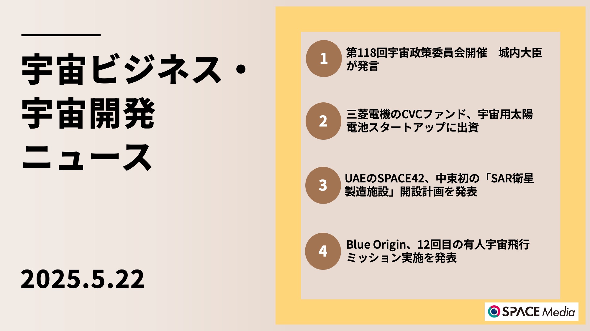 5/22宇宙ニュース・第118回宇宙政策委員会開催　城内大臣「宇宙分野はわが国の基幹産業になり得る」 ほか3件