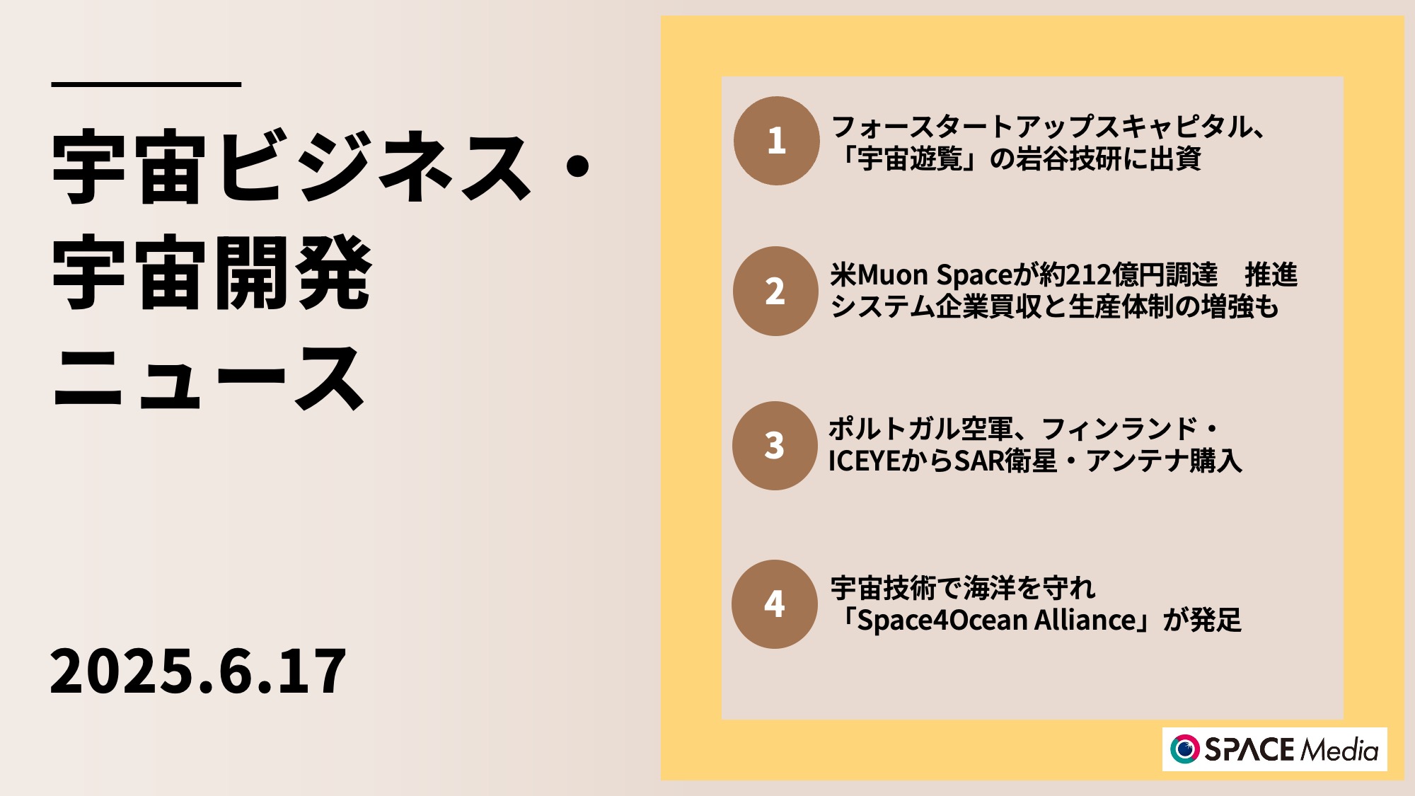 6/17宇宙ニュース・フォースタートアップスキャピタル、「宇宙遊覧」の岩谷技研に出資 ほか3件