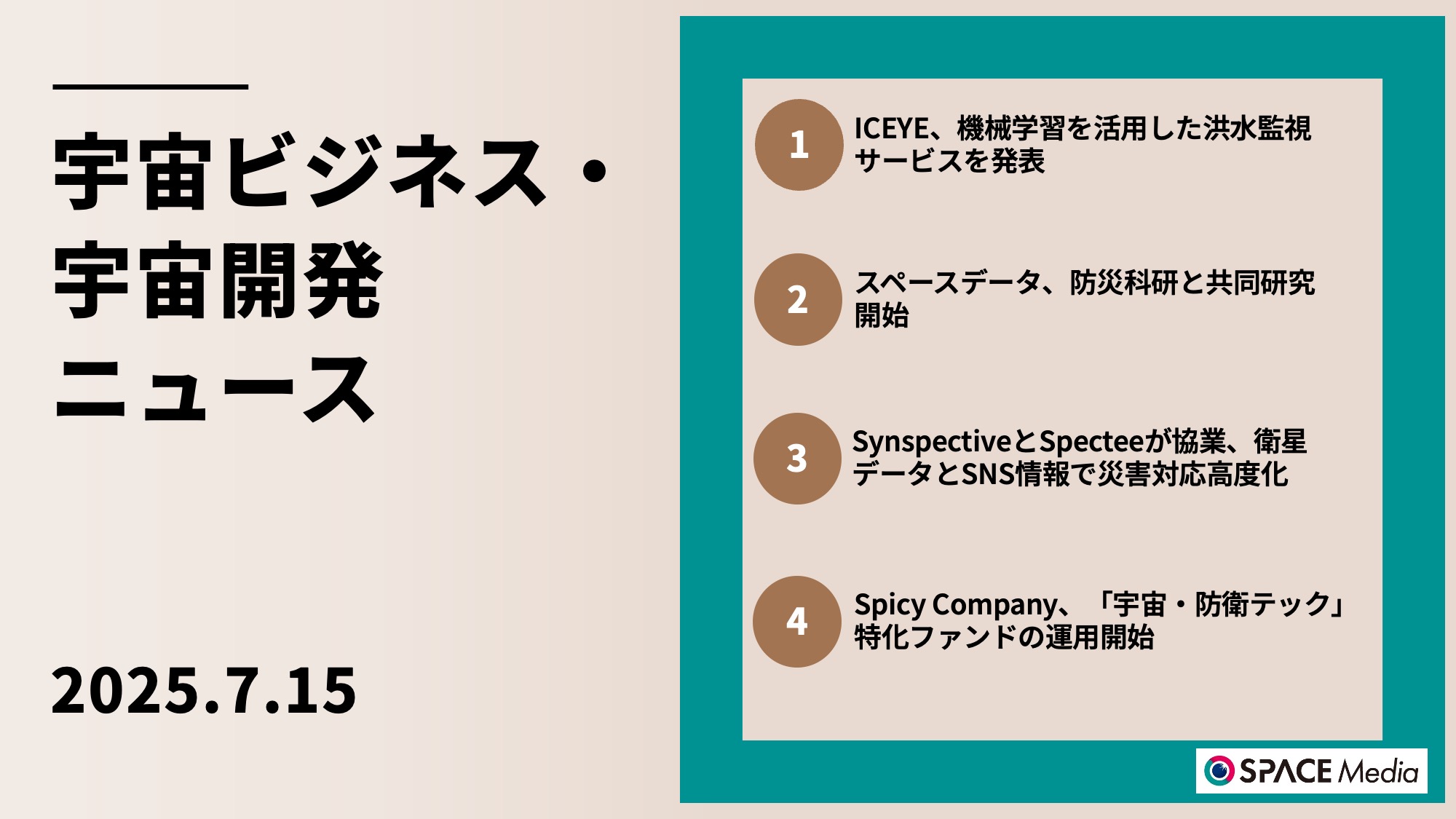 7/15宇宙ニュース・ICEYE、機械学習を活用した洪水監視サービスを発表 ほか3件