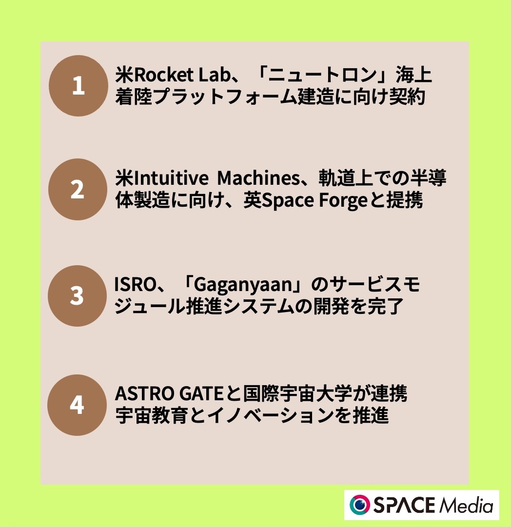 7/17宇宙ニュース・米Rocket Lab、ロケット「ニュートロン」の海上着陸プラットフォーム建造に向け契約 ほか3件