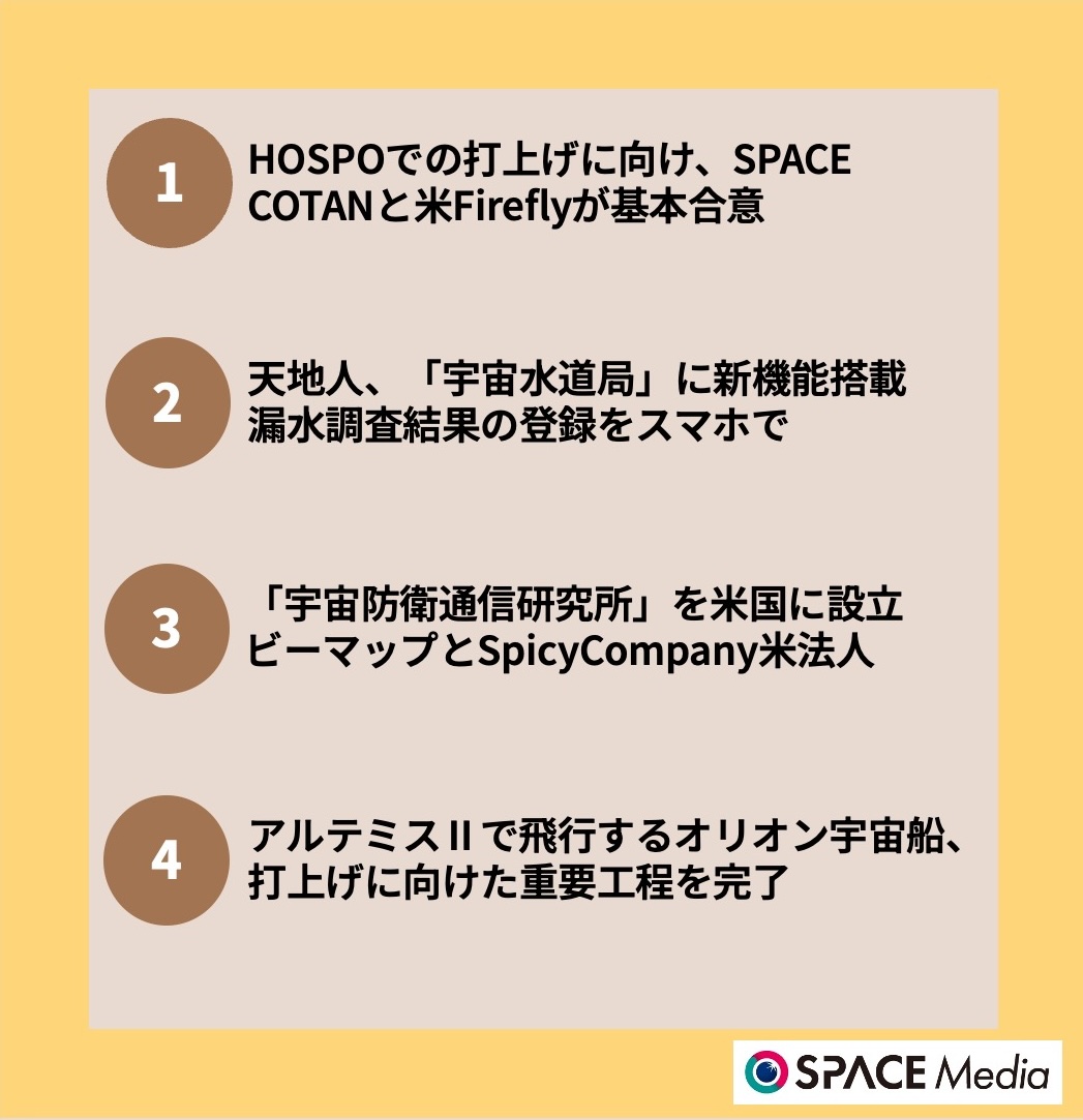 8/18宇宙ニュース・HOSPOでの打上げに向け、SPACE COTANと米Fireflyが基本合意 ほか3件