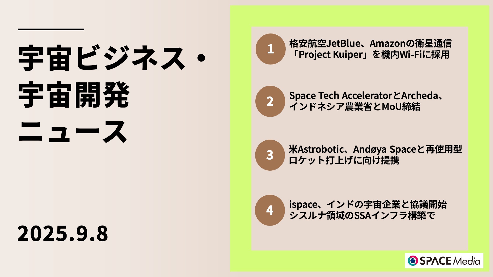 9/8宇宙ニュース・格安航空のJetBlue、Amazonの「Project Kuiper」を機内Wi-Fiに採用 ほか3件