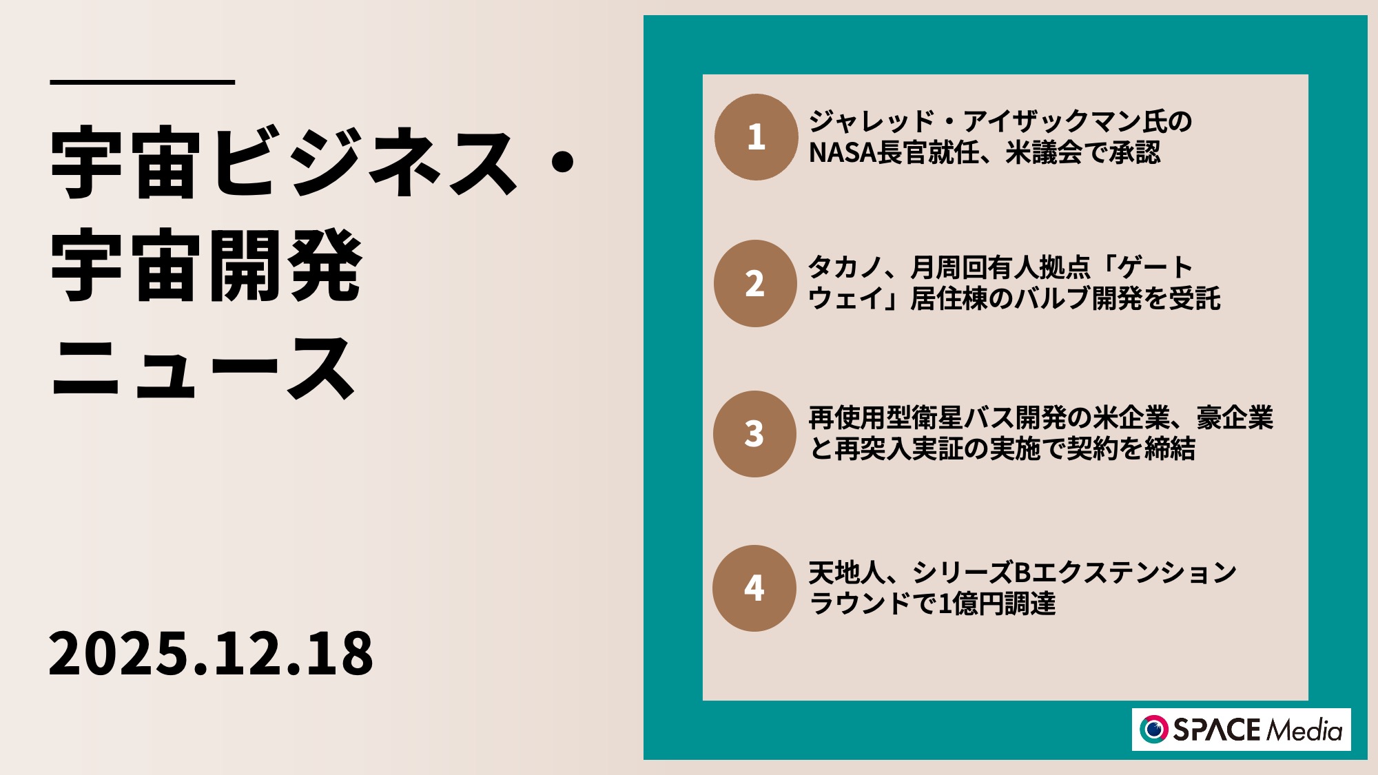 12/18宇宙ニュース・ジャレッド・アイザックマン氏のNASA長官就任、米議会で承認 ほか3件